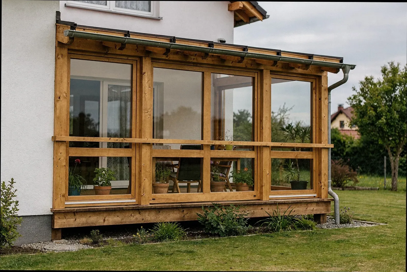 Verglaster Balkon als kleiner Kaltwintergarten in Rostock